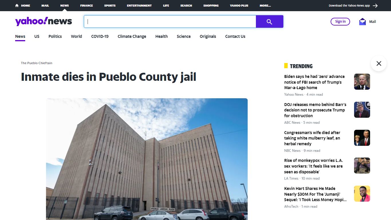 Inmate dies in Pueblo County jail - news.yahoo.com